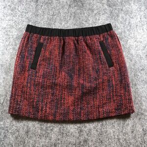 LOFT Skirt‎ Womens Large Petite Red Black Tweed Pull On Pockets Lined Career